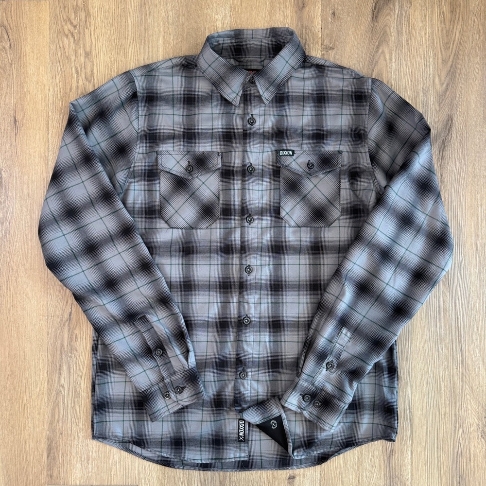 Dixxon Flannel Co Scratch D-Tech Grey Plaid Button Down Shirt Mens Large Tall